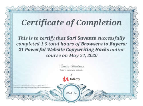 Website copywriting hack todistus